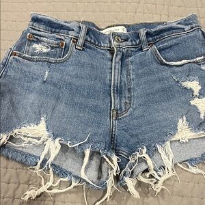 Abercrombie & Fitch Distressed Blue Jean Shorts